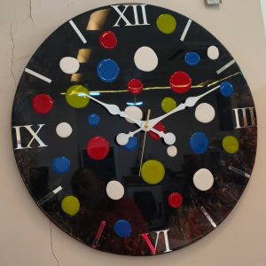 Siyah, Karışık Renkler, Epoksi Kaplama Duvar Saati