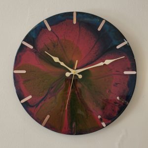 Epoksi kaplama duvar saati Çap: 40 cm, Siyah & Gri, el yapımı MDF Epoksi kaplama
