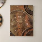 Epoksi kaplama duvar saati 60x82 cm, Gold & Turuncu, el yapımı MDF Epoksi kaplama
