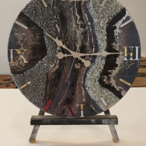 Lila, Gri ve Uçuk Mor Epoksi Duvar Saati 60 cm – El Yapımı Lüks Modern Dekoratif Salon Saati