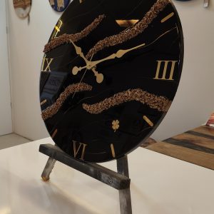 Siyah Altın Epoksi Duvar Saati 60 cm – El Yapımı Lüks Modern Dekoratif Salon Saati - Görsel 2