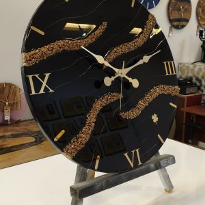 Siyah Altın Epoksi Duvar Saati 60 cm – El Yapımı Lüks Modern Dekoratif Salon Saati - Görsel 3