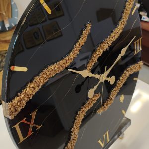 Siyah Altın Epoksi Duvar Saati 60 cm – El Yapımı Lüks Modern Dekoratif Salon Saati - Görsel 4