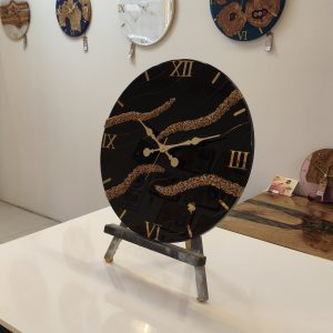 Siyah Altın Epoksi Duvar Saati 60 cm – El Yapımı Lüks Modern Dekoratif Salon Saati - Görsel 6