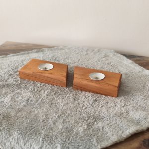 Doğal Ahşap El Yapımı Mumluk – Kayın (Gürgen) Ahşap – İkili Set