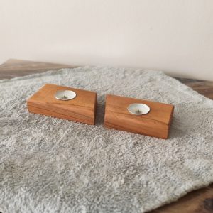 Doğal Ahşap El Yapımı Mumluk – Kayın (Gürgen) Ahşap – İkili Set