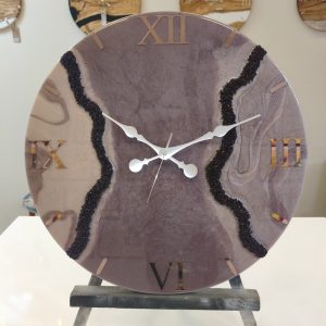 Lavanta Bahçesi - Fuşya-Lavanta-Eflatun-Ametist Karışımı Epoksi Duvar Saati 60 cm