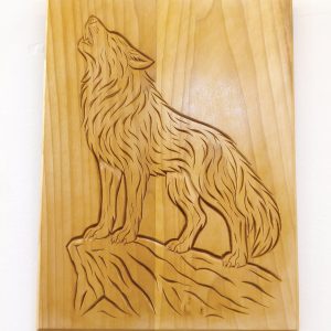 Kaya Üstünde Uluyan Kurt Ahşap Oyma Tablo 30×40 cm