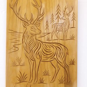Geyik Ahşap Oyma Dekoratif Tablo 30×40 cm