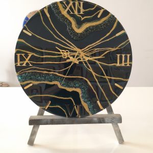 Deep Lapis Yeşil, Granüllü, Epoksi Duvar saati - 40 cm